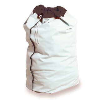 Vinyl laundry bag with brown topper, green, 30x40"