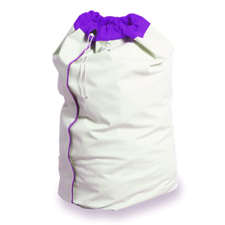Vinyl laundry bag with purple topper, green, 30x40"