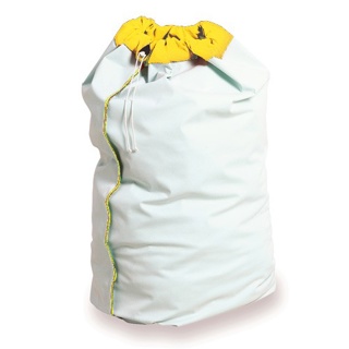 Vinyl laundry bag with yellow topper, green, 30x40"