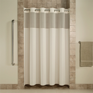 Shower curtain, beige litchfield, 71x74"