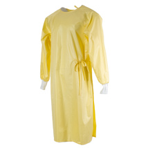 Isolation gown wrap around design, reusable, yellow
