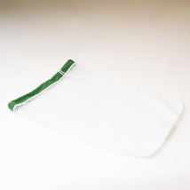Mesh sorting bag with green topper, white, 18x30"