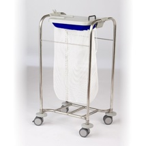 Mesh sorting bag with blue topper, white, 25x35"