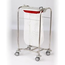 Mesh sorting bag with red topper, white, 25x35"